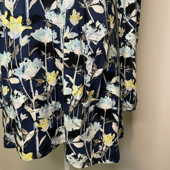 Pure Jill J. Jill Floral Tunic Modal Stretch Kangaroo Pocket Blue Women's Medium - Picture 7 of 10